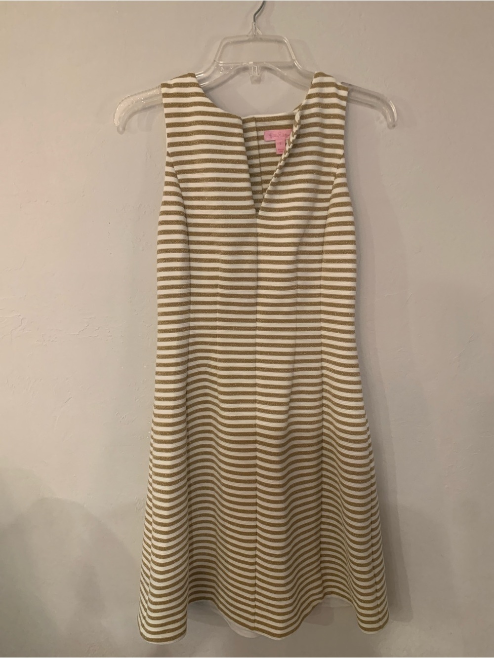 Lilly Pulitzer Gold and Cream Striped Knit Dress Size Small